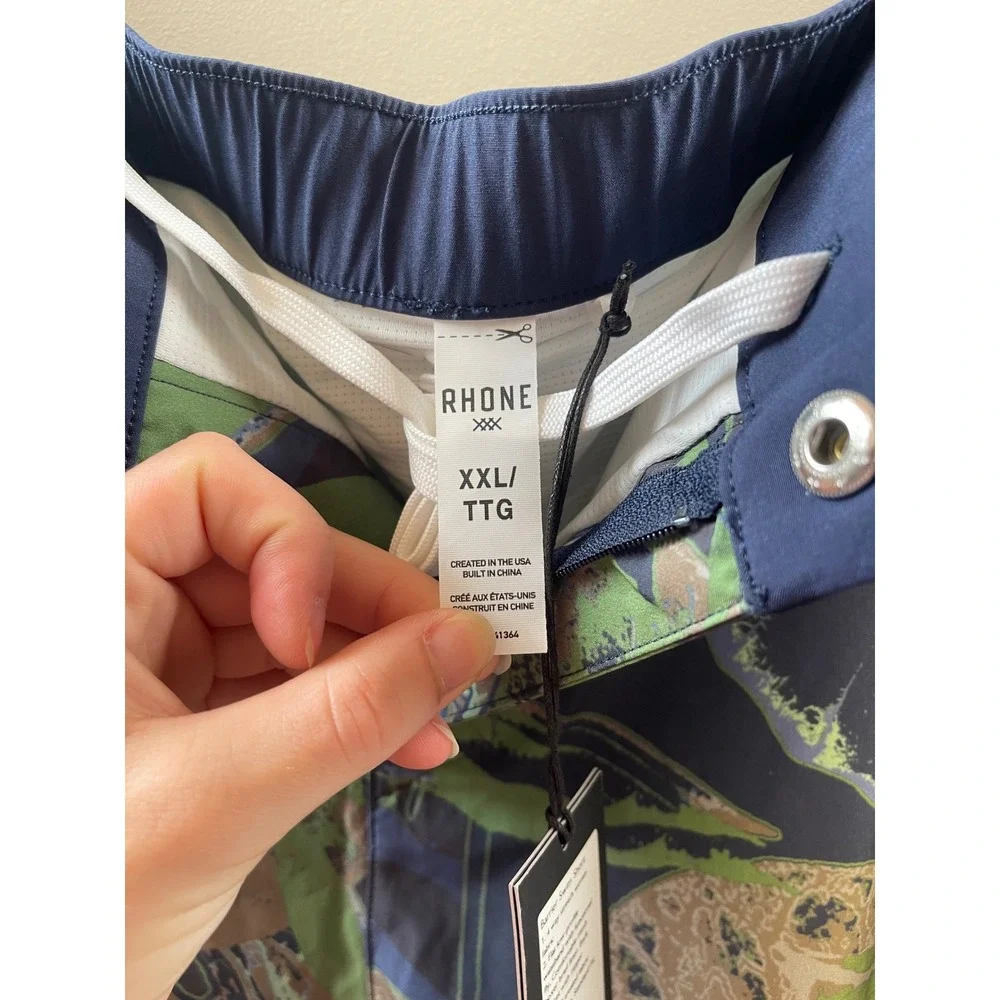 Rhone Barrier Swim Shorts XXL Tropical Floral Green Blue 6 Inch Inseam NWT